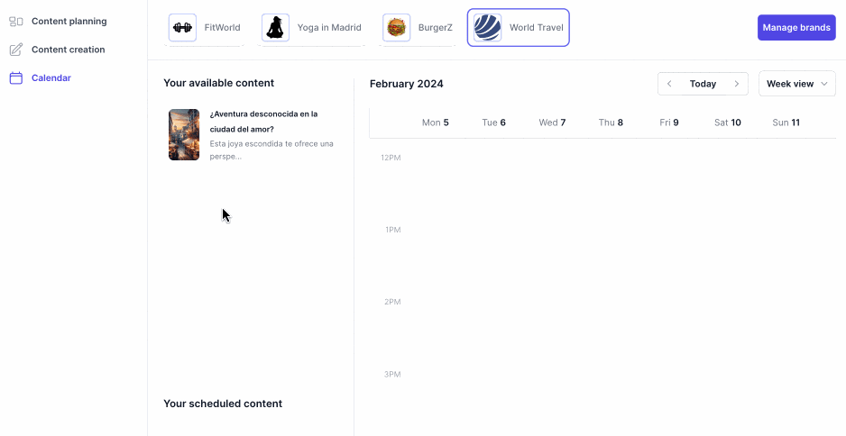 Schedule and publish your content